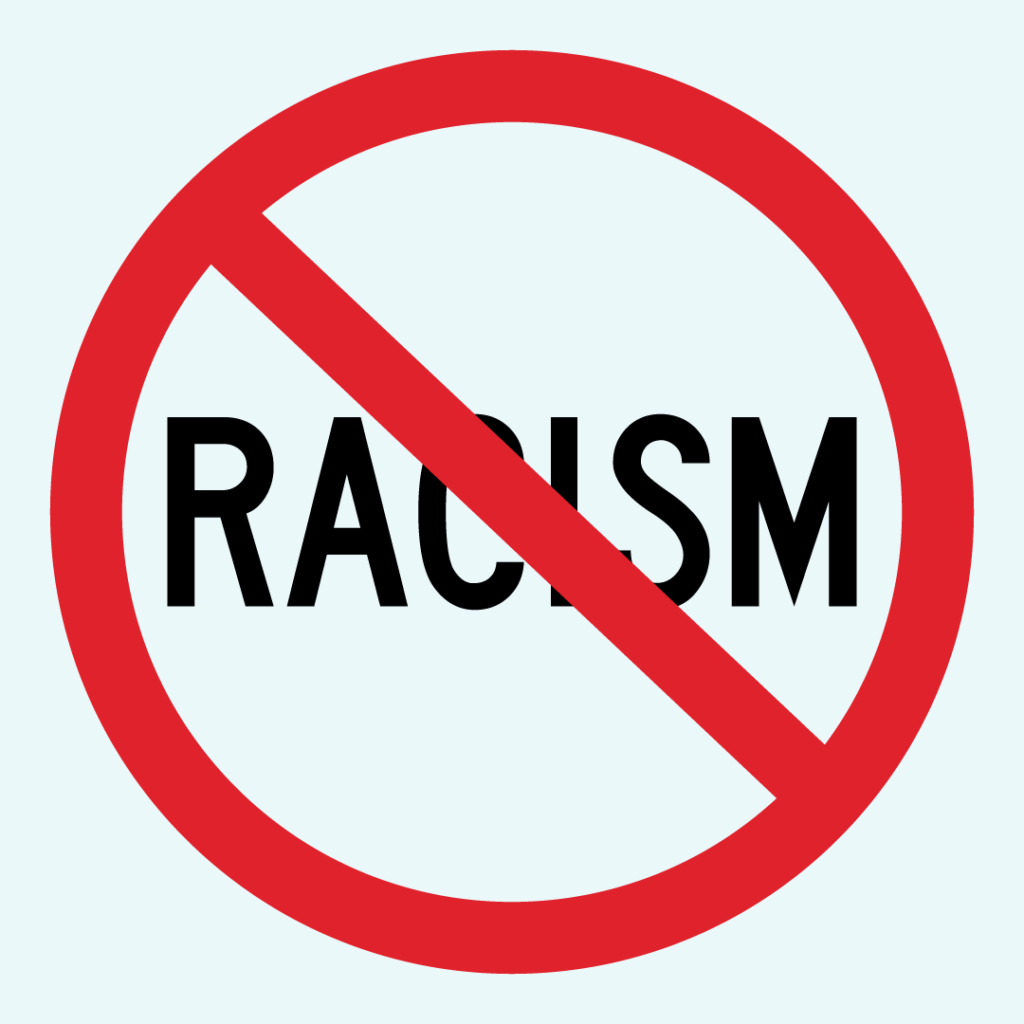 The word racism in a red circle with a line through it